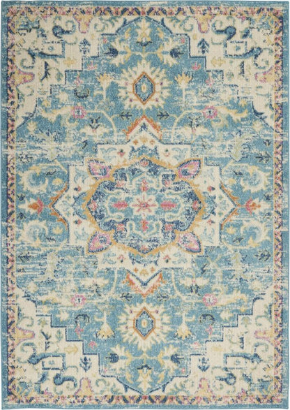 Nourison - Passion 39in x 59in Ivory, Light Blue Bohemian Area Rug - PSN25-99446747914 veiw 1