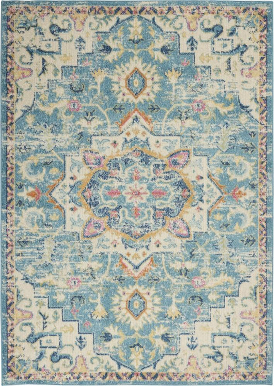 Nourison - Passion 39in x 59in Ivory, Light Blue Bohemian Area Rug - PSN25-99446747914 veiw 1
