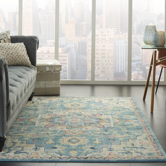Nourison - Passion 39in x 59in Ivory, Light Blue Bohemian Area Rug - PSN25-99446747914 veiw 2