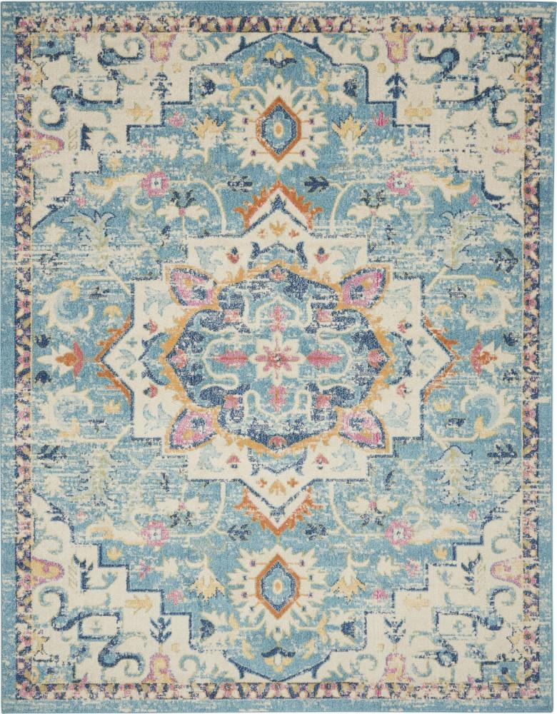 Nourison - Passion 8x 10 Ivory, Light Blue Bohemian Area Rug - PSN25-99446748027 veiw 1