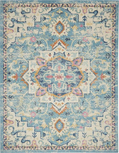 Nourison - Passion 8x 10 Ivory, Light Blue Bohemian Area Rug - PSN25-99446748027 veiw 1