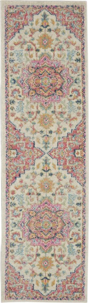 Nourison - Passion 22inx76in Ivory, Pink Bohemian Area Rug - PSN25-99446748102 veiw 1