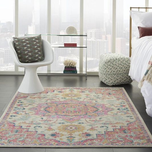 Nourison - Passion 39in x 59in Ivory, Pink Bohemian Area Rug - PSN25-99446748119 veiw 2