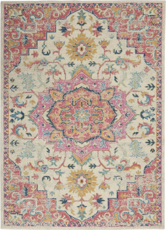 Nourison - Passion 53in x 73in Ivory, Pink Bohemian Area Rug - PSN25-99446748126 veiw 1