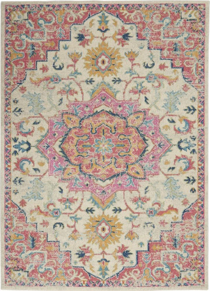 Nourison - Passion 67in x 96in Ivory, Pink Bohemian Area Rug - PSN25-99446748171 veiw 1