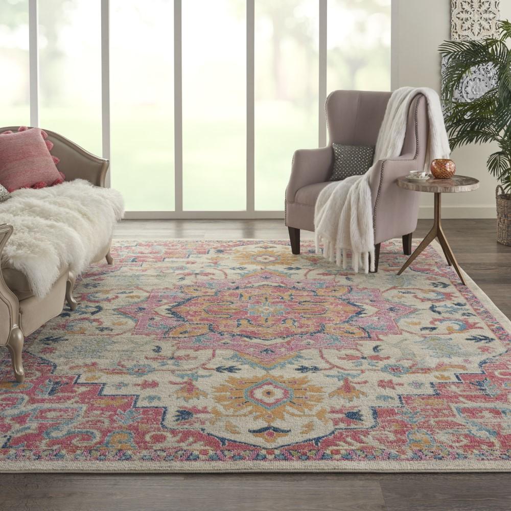 Nourison - Passion 8x 10 Ivory, Pink Bohemian Area Rug - PSN25-99446748188 veiw 2