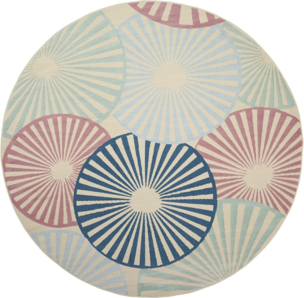 Nourison - Grafix GRF20 White and Blue 8 x Round Large Rug - GRF20-99446481689 - CLOSEOUT veiw 1
