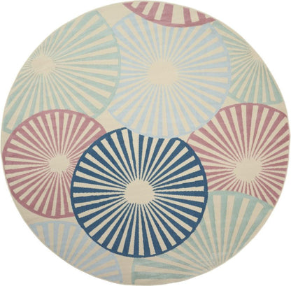 Nourison - Grafix GRF20 White and Blue 8 x Round Large Rug - GRF20-99446481689 - CLOSEOUT veiw 1