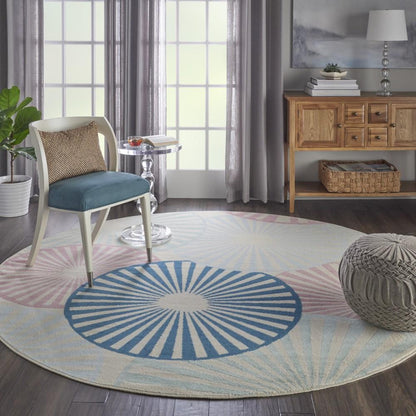 Nourison - Grafix GRF20 White and Blue 8 x Round Large Rug - GRF20-99446481689 - CLOSEOUT veiw 2