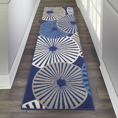 Nourison - Grafix GRF20 Navy and Cream White 23in x 76in Hallway Rug - GRF20-99446411983 - CLOSEOUT veiw 2