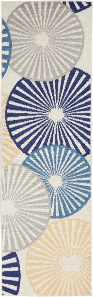 Nourison - Grafix GRF20 White and Blue 23in x 76in Hallway Rug - GRF20-99446412010 veiw 1