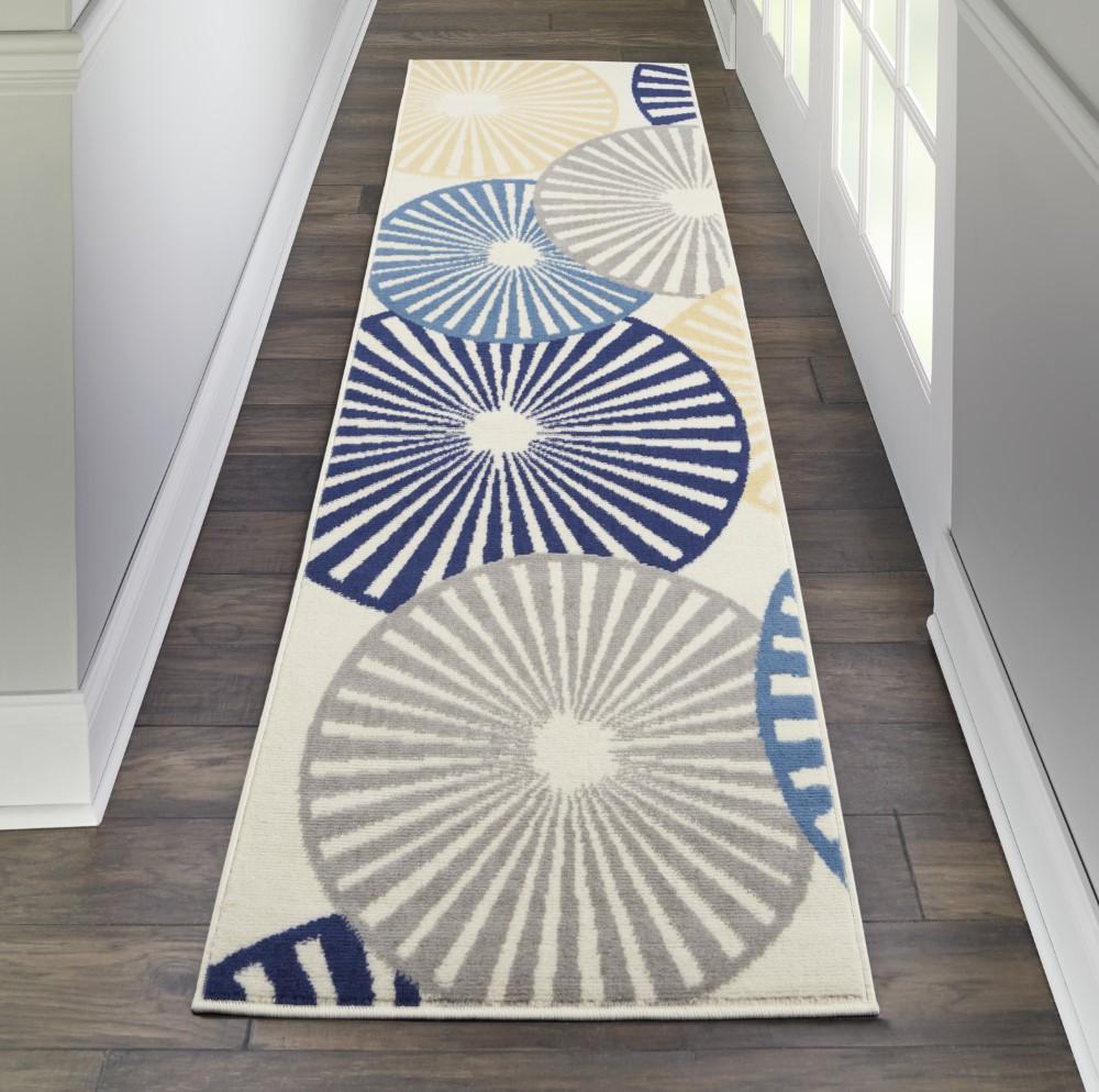 Nourison - Grafix GRF20 White and Blue 23in x 76in Hallway Rug - GRF20-99446412010 veiw 2
