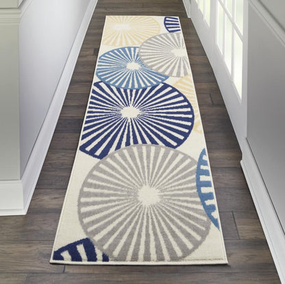 Nourison - Grafix GRF20 White and Blue 23in x 76in Hallway Rug - GRF20-99446412010 veiw 2