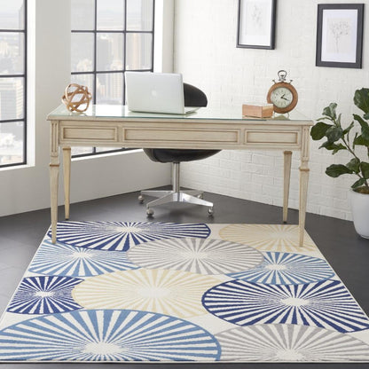 Nourison - Grafix GRF20 White and Blue 53in x 73in Area Rug - GRF20-99446412027 veiw 2