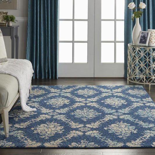 Nourison - Tranquil TRA09 Navy Blue 6x9 Vintage Area Rug - TRA09-99446489265_CLOSEOUT veiw 2
