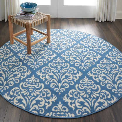 Nourison - Grafix GRF06 Blue 53in x Round Area Rug - GRF06-99446459145_CLOSEOUT veiw 2