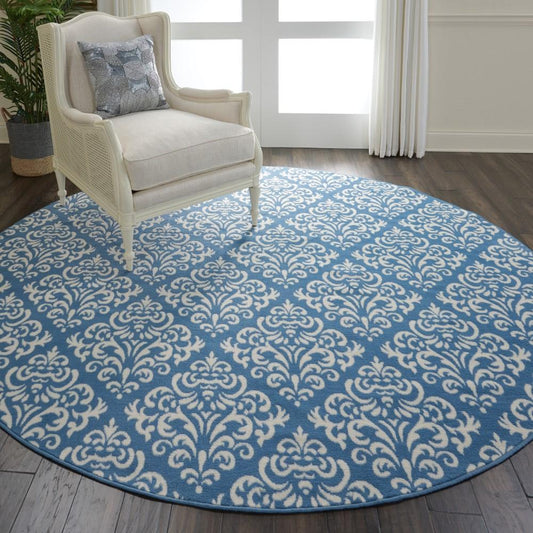 Nourison - Grafix GRF06 Blue 8 x Round Large Rug - GRF06-99446459121_CLOSEOUT veiw 2