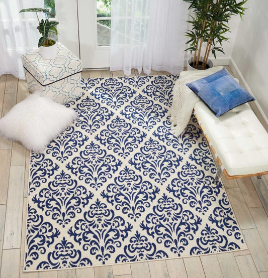 Nourison - Grafix GRF06 Navy Blue and White 53in x 73in Area Rug - GRF06-99446411679 veiw 2