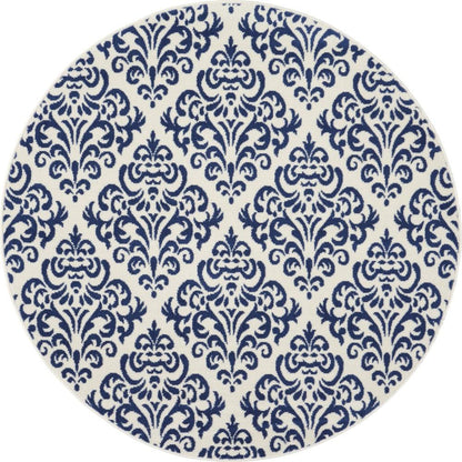 Nourison - Grafix GRF06 Navy Blue and White 53in x Round Area Rug - GRF06-99446459107 veiw 1
