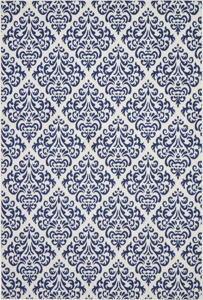 Nourison - Grafix GRF06 Navy Blue and White 6x9 Area Rug - GRF06-99446459091 veiw 1