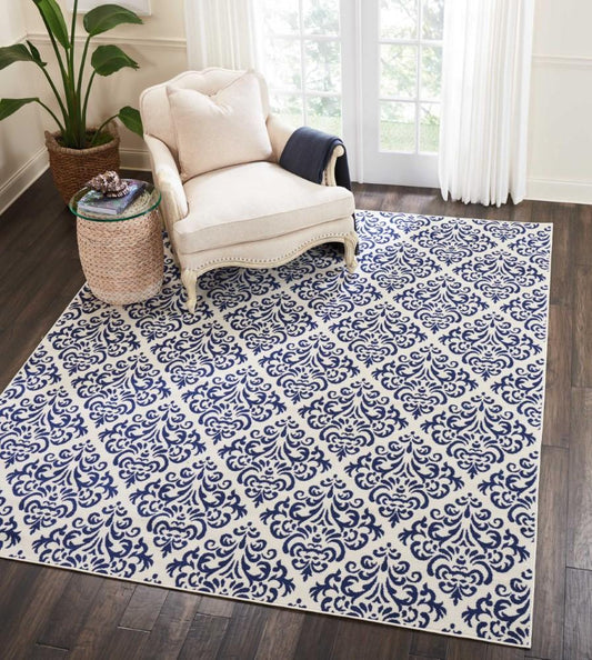 Nourison - Grafix GRF06 Navy Blue and White 710in x 910in Large Rug - GRF06-99446411686 veiw 2