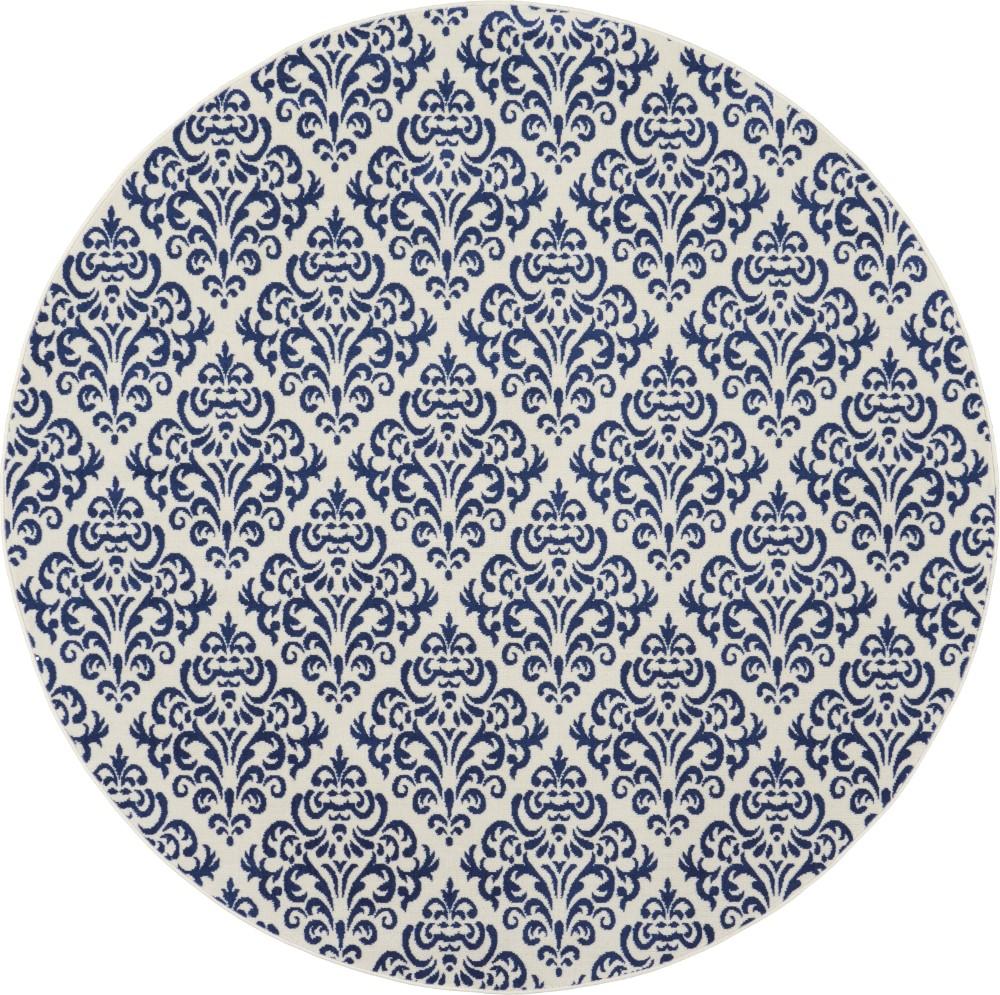 Nourison - Grafix GRF06 Navy Blue and White 8 x Round Large Rug - GRF06-99446459114 veiw 1