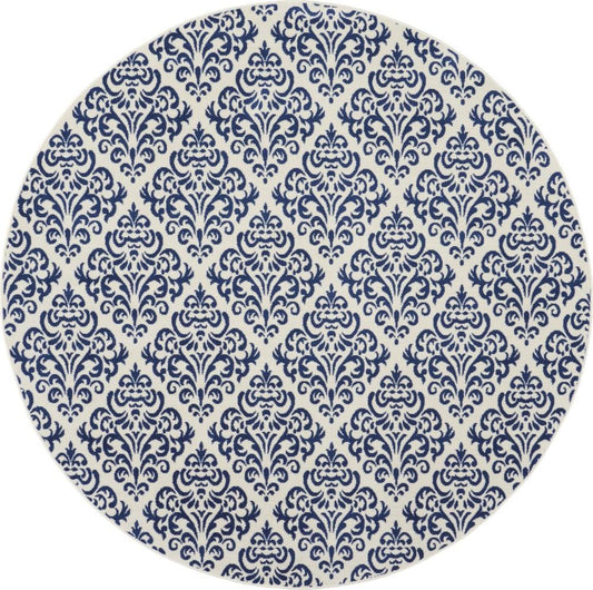 Nourison - Grafix GRF06 Navy Blue and White 8 x Round Large Rug - GRF06-99446459114 veiw 1