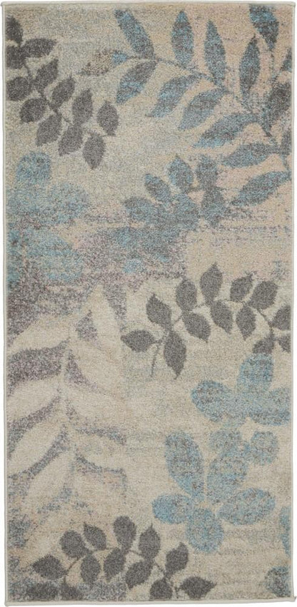 Nourison - Tranquil 2 x 4 White and Blue Farmhouse Small Rug - TRA01-99446483454 veiw 1