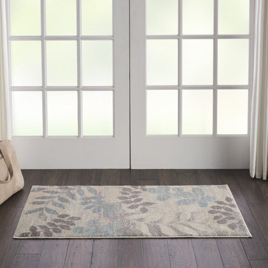 Nourison - Tranquil 2 x 4 White and Blue Farmhouse Small Rug - TRA01-99446483454 veiw 2