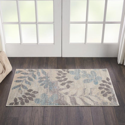 Nourison - Tranquil 2 x 4 White and Blue Farmhouse Small Rug - TRA01-99446483454 veiw 3