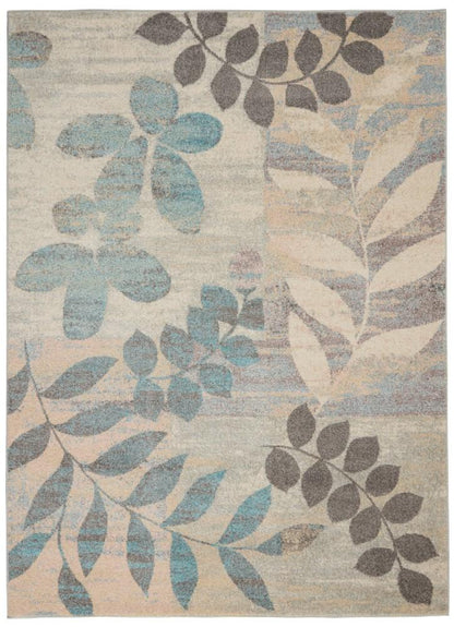 Nourison - Tranquil 4 x 6 White and Blue Farmhouse Area Rug - TRA01-99446483478 veiw 1