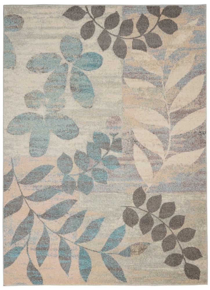 Nourison - Tranquil 53in x 73in White and Blue Farmhouse Area Rug - TRA01-99446483485 veiw 1