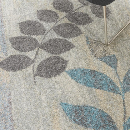 Nourison - Tranquil 53in x 73in White and Blue Farmhouse Area Rug - TRA01-99446483485 veiw 3