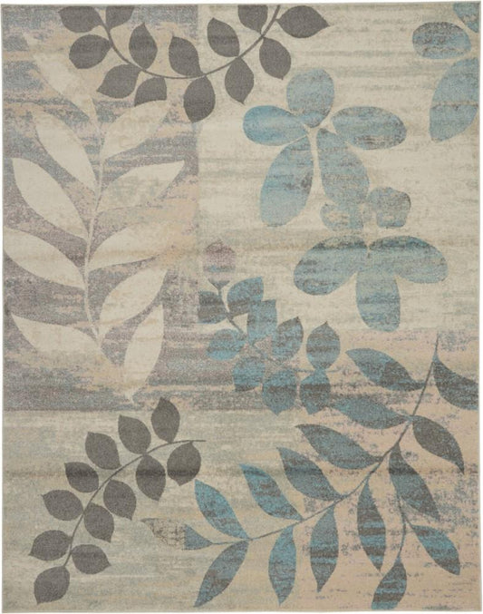 Nourison - Tranquil 810in x 1110in White and Blue Farmhouse Oversized Rug - TRA01-99446483546 veiw 1