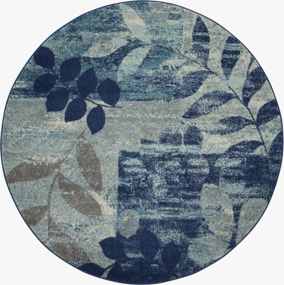 Nourison - Tranquil TRA01 Navy Blue 53in x Round Modern Area Rug - TRA01-99446485816 veiw 1