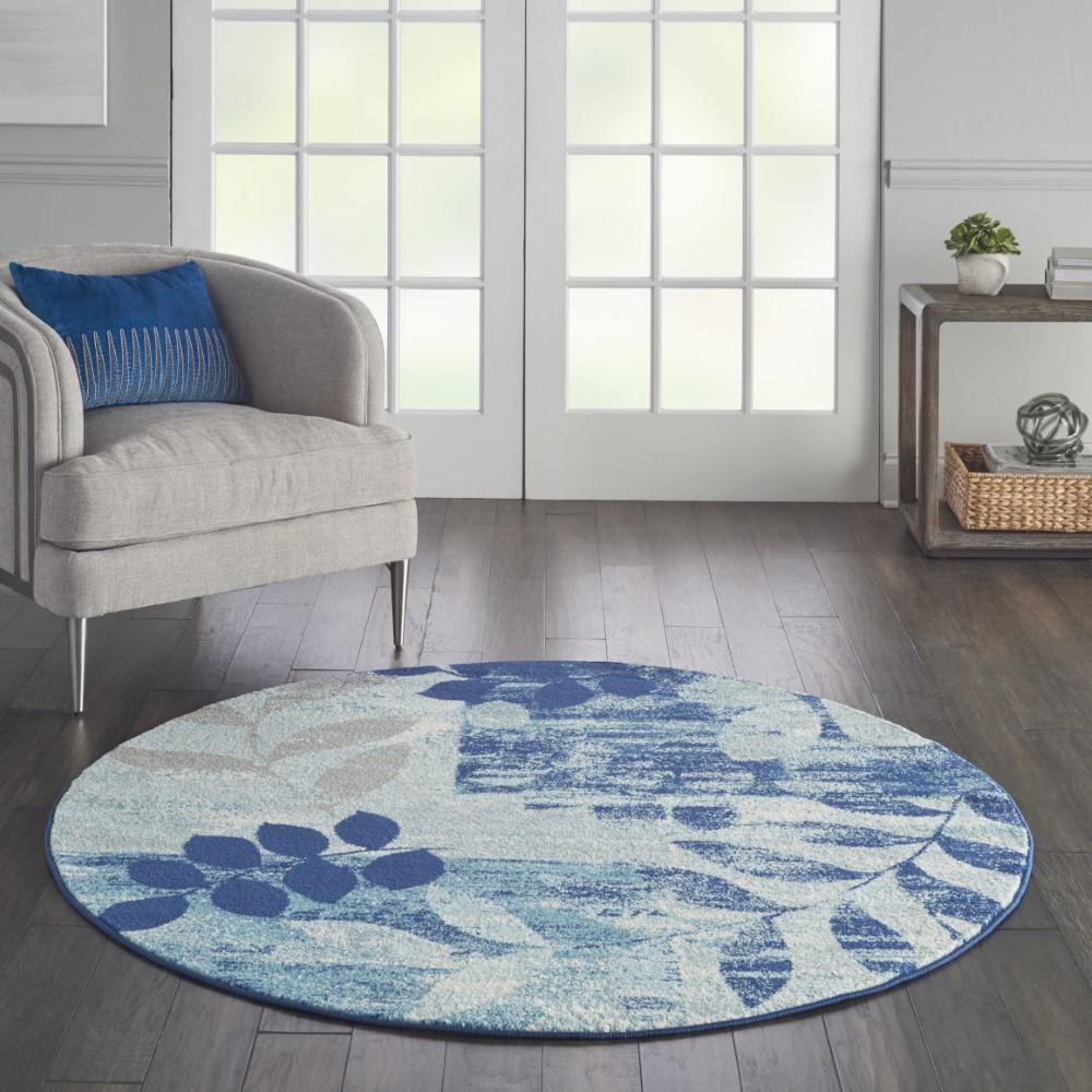 Nourison - Tranquil TRA01 Navy Blue 53in x Round Modern Area Rug - TRA01-99446485816 veiw 2