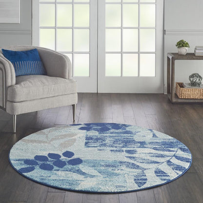 Nourison - Tranquil TRA01 Navy Blue 53in x Round Modern Area Rug - TRA01-99446485816 veiw 2