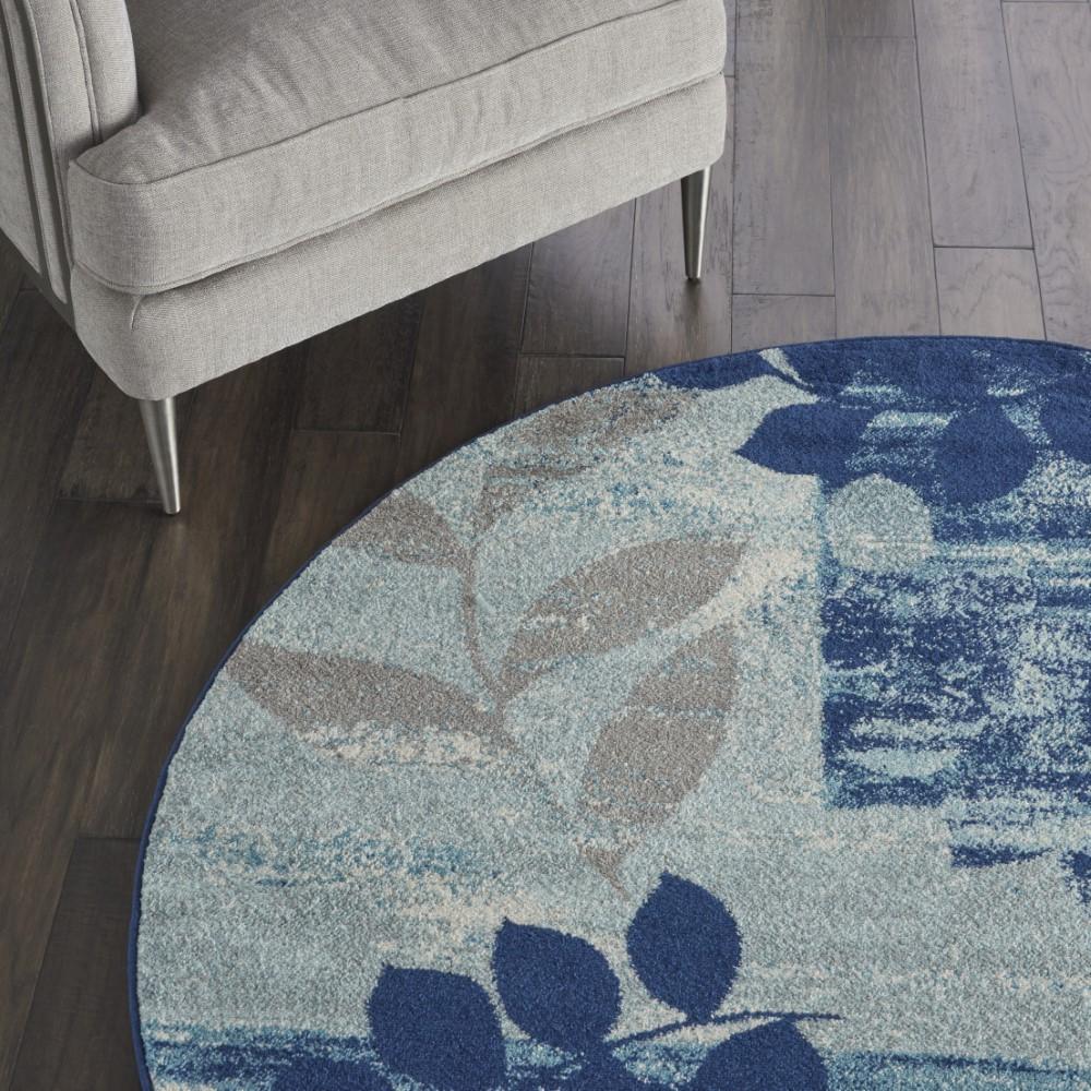 Nourison - Tranquil TRA01 Navy Blue 53in x Round Modern Area Rug - TRA01-99446485816 veiw 3