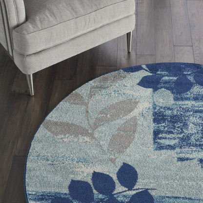 Nourison - Tranquil TRA01 Navy Blue 53in x Round Modern Area Rug - TRA01-99446485816 veiw 3