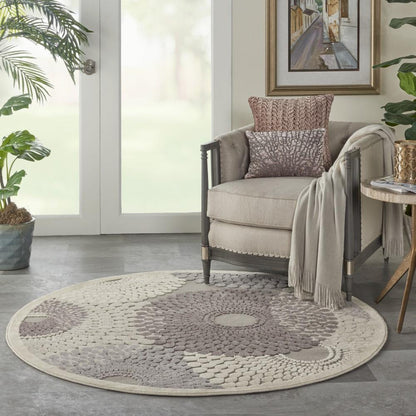 Nourison - Graphic Illusions GIL04 Bone 53in x Round Area Rug - GIL04-99446332448 - CLOSEOUT veiw 2