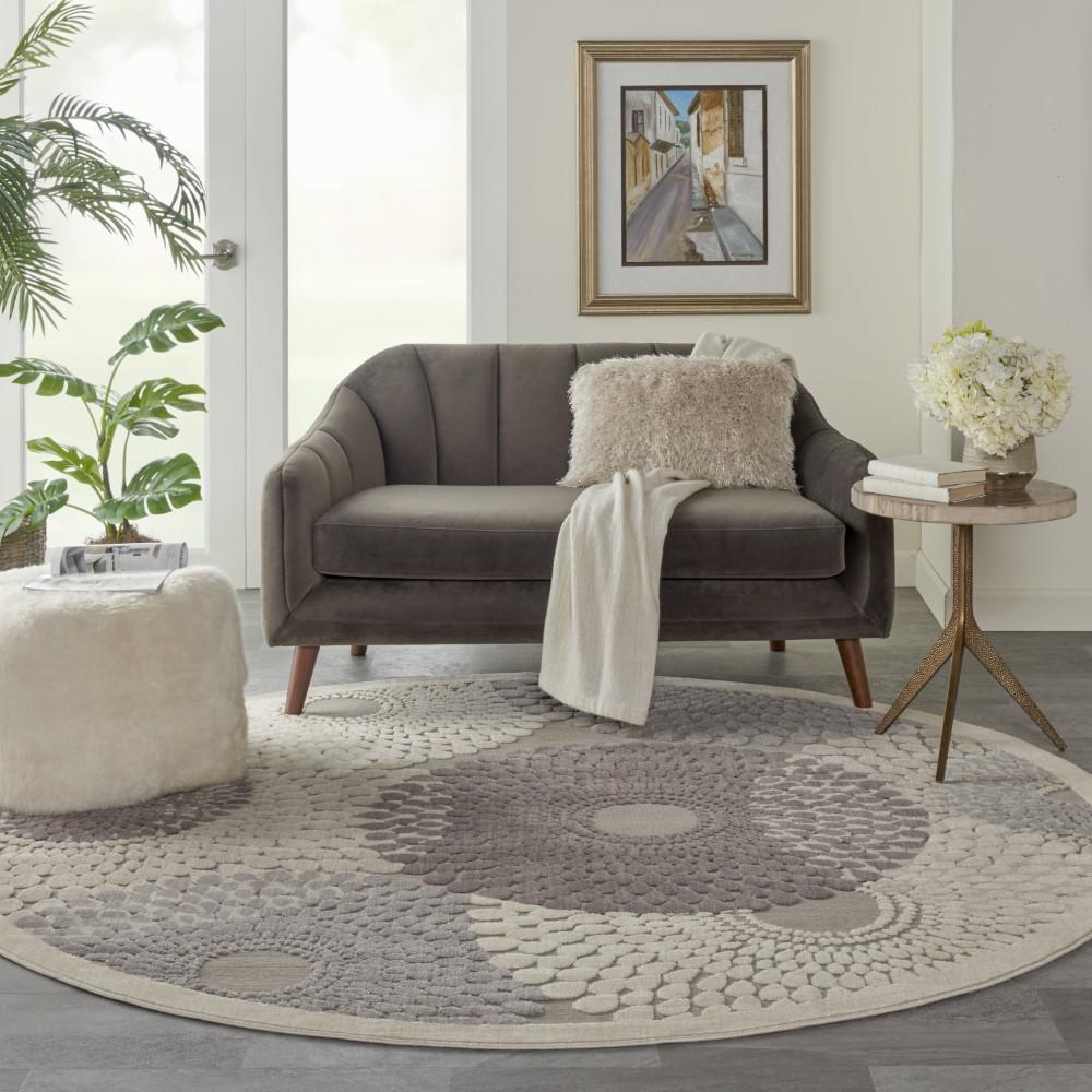 Nourison - Graphic Illusions GIL04 Bone 79in x Round Rug - GIL04-99446332547 - CLOSEOUT veiw 2