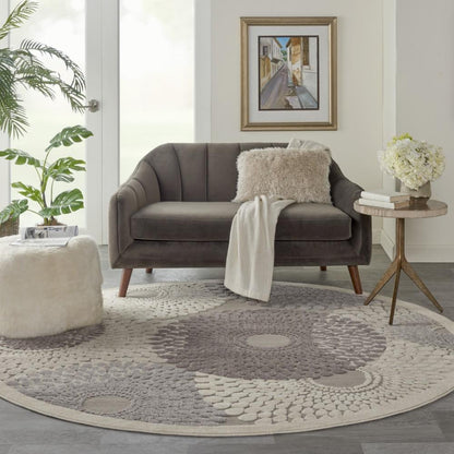 Nourison - Graphic Illusions GIL04 Bone 79in x Round Rug - GIL04-99446332547 - CLOSEOUT veiw 2