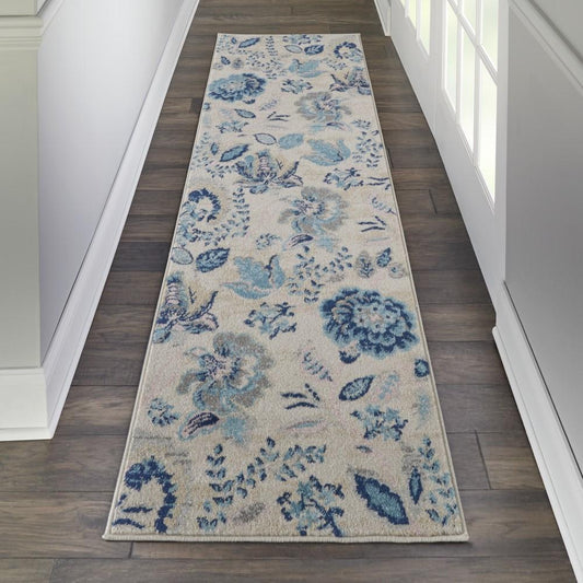 Nourison - Tranquil TRA02 Blue and White 23in x 73in Hallway Rug - TRA02-99446483751 veiw 2