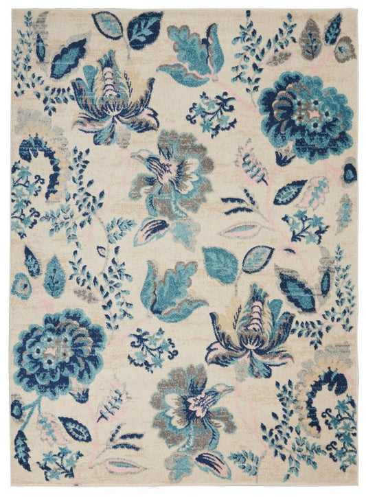 Nourison - Tranquil TRA02 Blue and White 53in x 73in French Country Area Rug - TRA02-99446483874 veiw 1