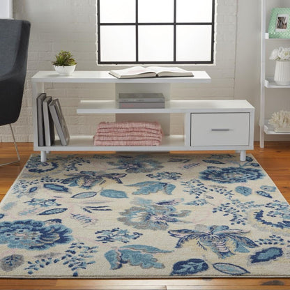 Nourison - Tranquil TRA02 Blue and White 53in x 73in French Country Area Rug - TRA02-99446483874 veiw 2
