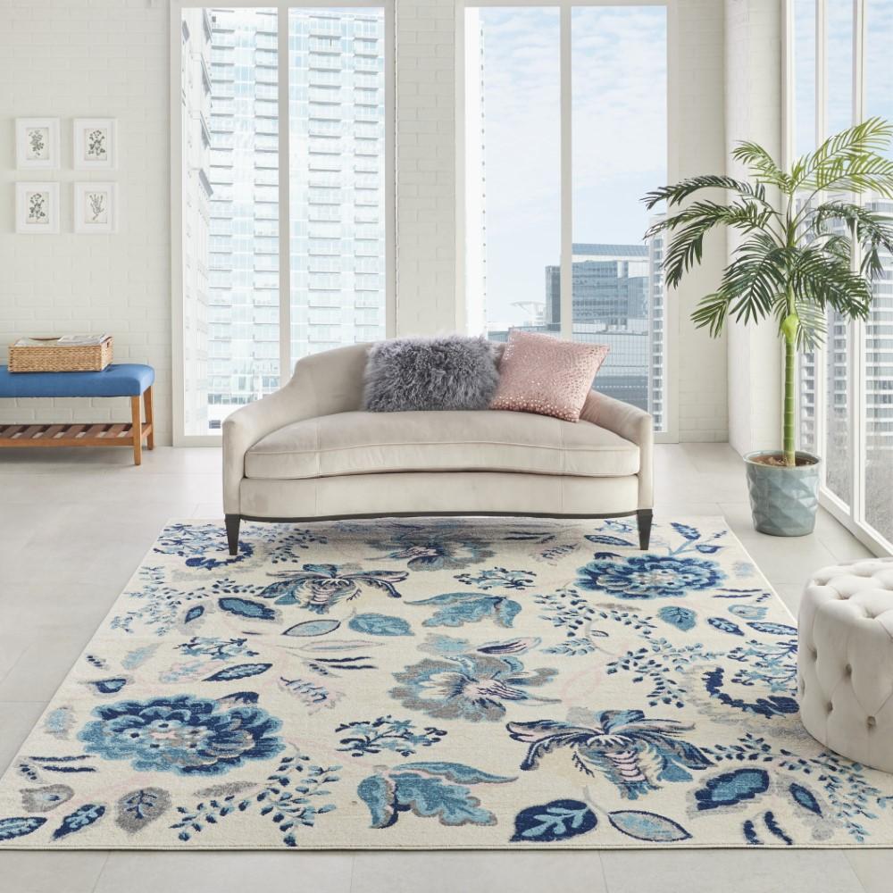 Nourison - Tranquil TRA02 Blue and White 810in x 1110in Oversized Rug - TRA02-99446483805 veiw 2