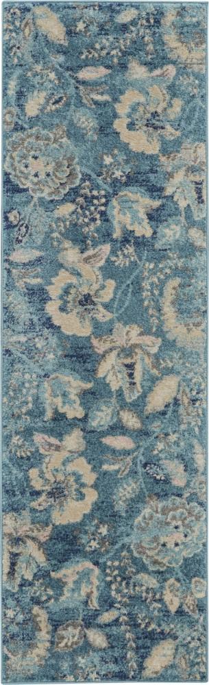 Nourison - Tranquil TRA02 Turquoise Blue and White 23in x 73in Hallway Rug - TRA02-99446483850 veiw 1