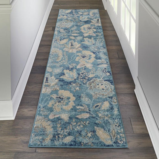 Nourison - Tranquil TRA02 Turquoise Blue and White 23in x 73in Hallway Rug - TRA02-99446483850 veiw 2