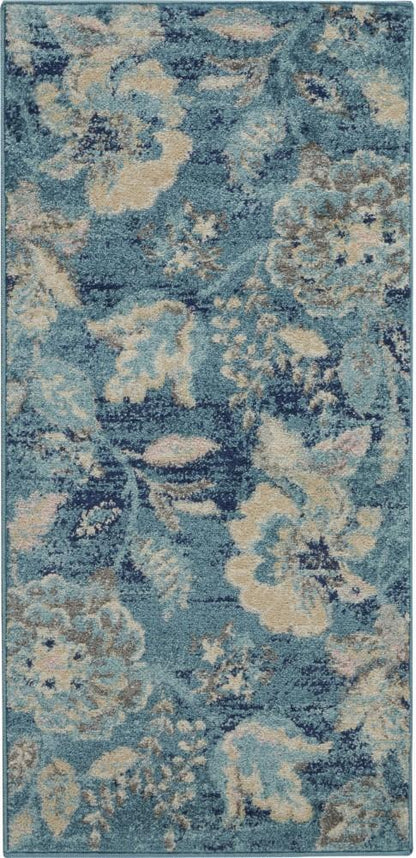 Nourison - Tranquil 2x4 Turquoise Blue and White French Country Small Rug - TRA02-99446483843 veiw 1