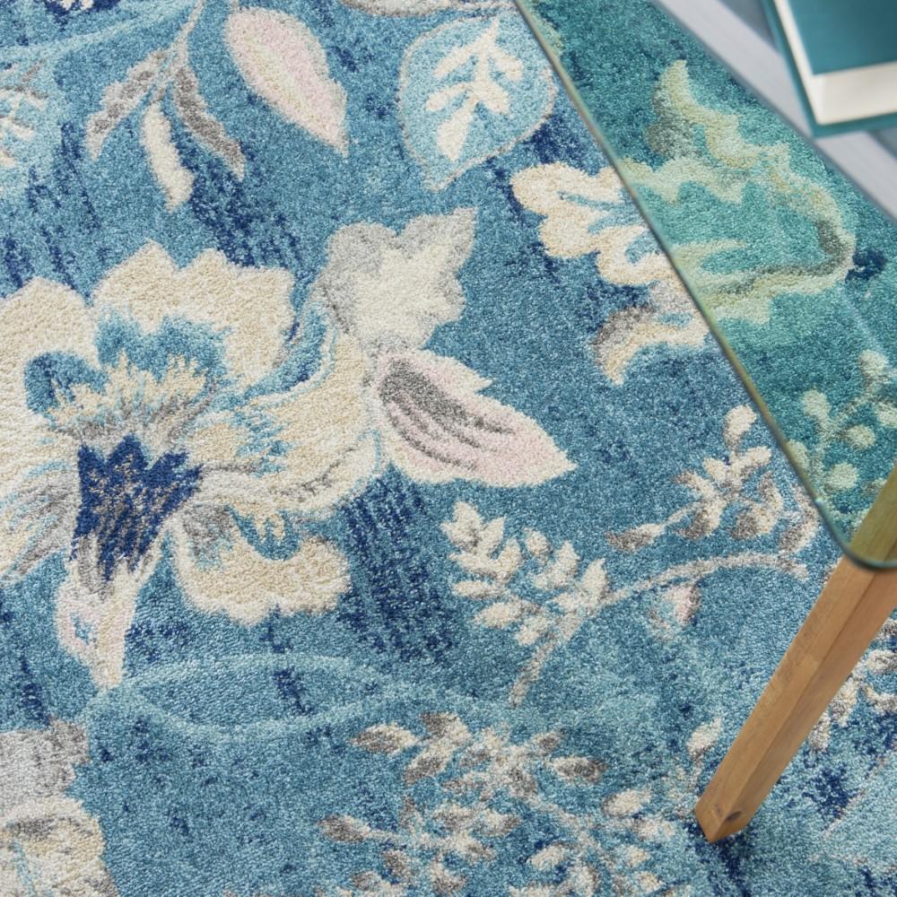 Nourison - Tranquil TRA02 Turquoise Blue and White 53in x 73in French Country Area Rug - TRA02-99446472304 veiw 3